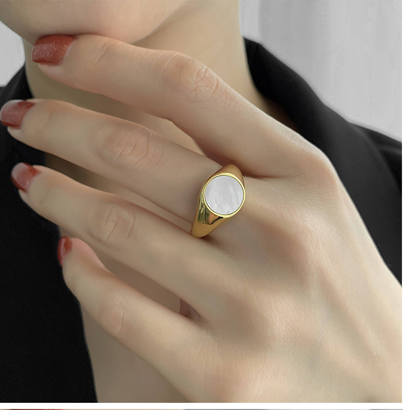 Round Gold Titanium Steel Shell Ring | Soulmate & Best Friend Boho Jewelry | Same Anthem - Jewellery