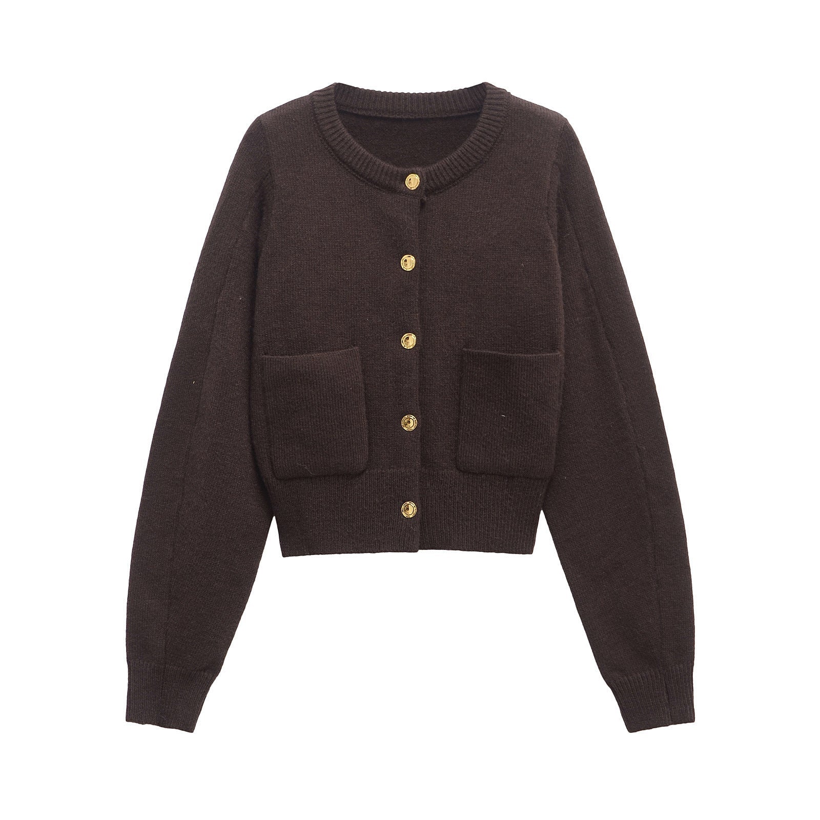 Round Neck Buttoned Knit Cardigan – Soulmate Streetwear | same ANTHEM - coffee / S