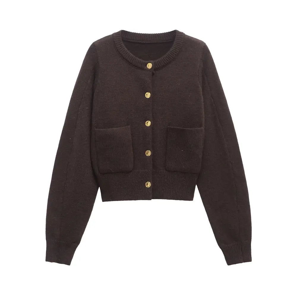 Round Neck Buttoned Knit Cardigan – Soulmate Streetwear | same ANTHEM - coffee / S
