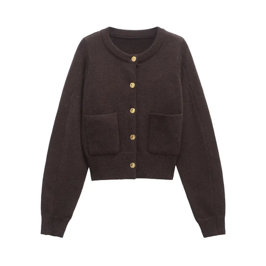 Round Neck Buttoned Knit Cardigan – Soulmate Streetwear | same ANTHEM - coffee / S