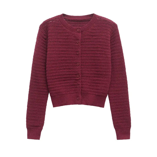 Round Neck Knitted Cardigan – Soulmate Streetwear | same ANTHEM - wine red / S