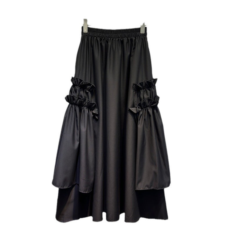 Ruffle Edge Patchwork Black Skirt – French & Japanese Streetwear | same ANTHEM
