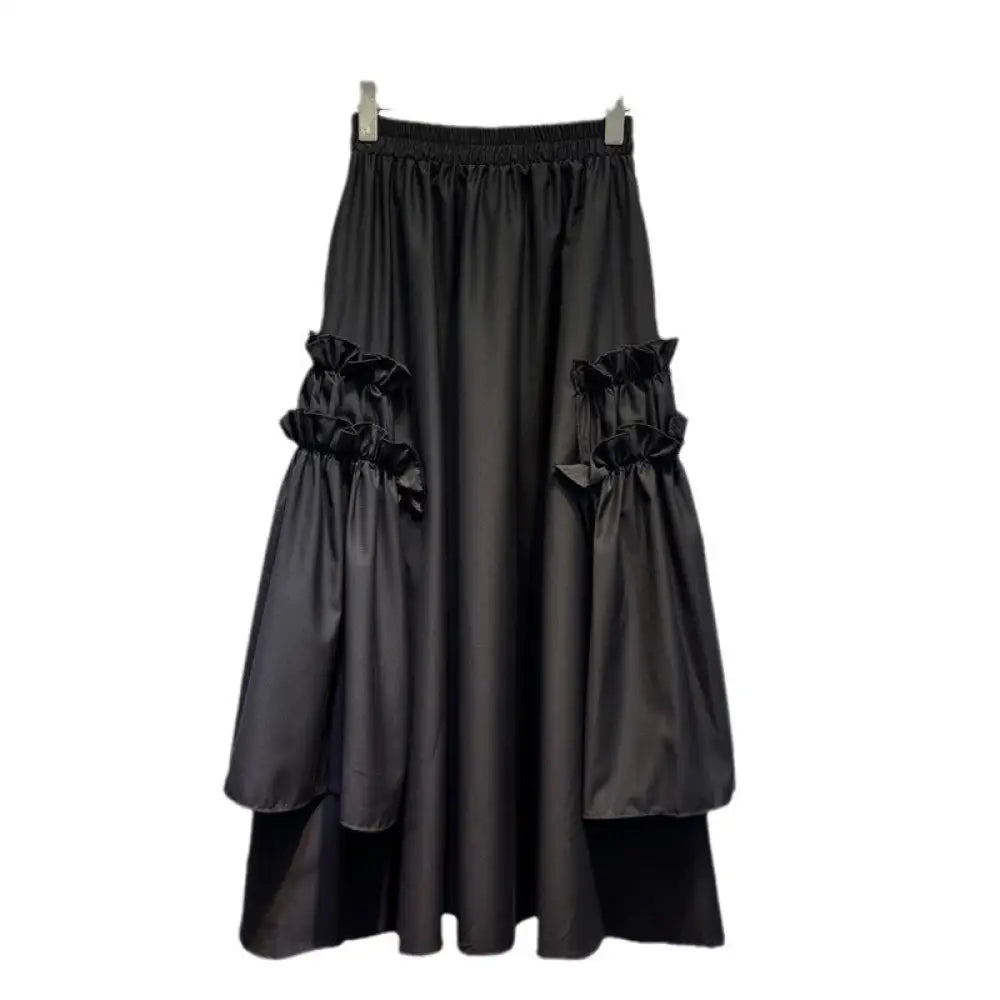 Ruffle Edge Patchwork Black Skirt – French & Japanese Streetwear | same ANTHEM