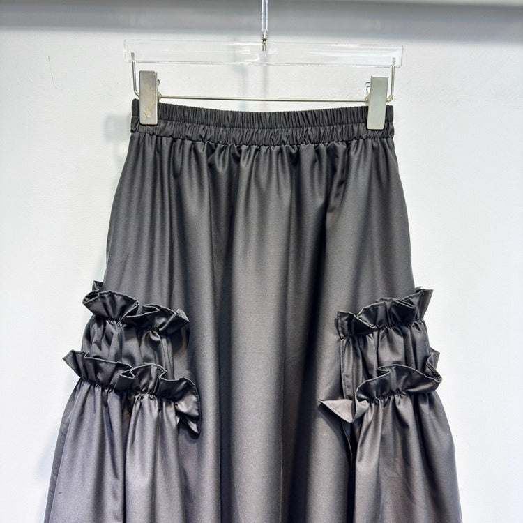 Ruffle Edge Patchwork Black Skirt – French & Japanese Streetwear | same ANTHEM