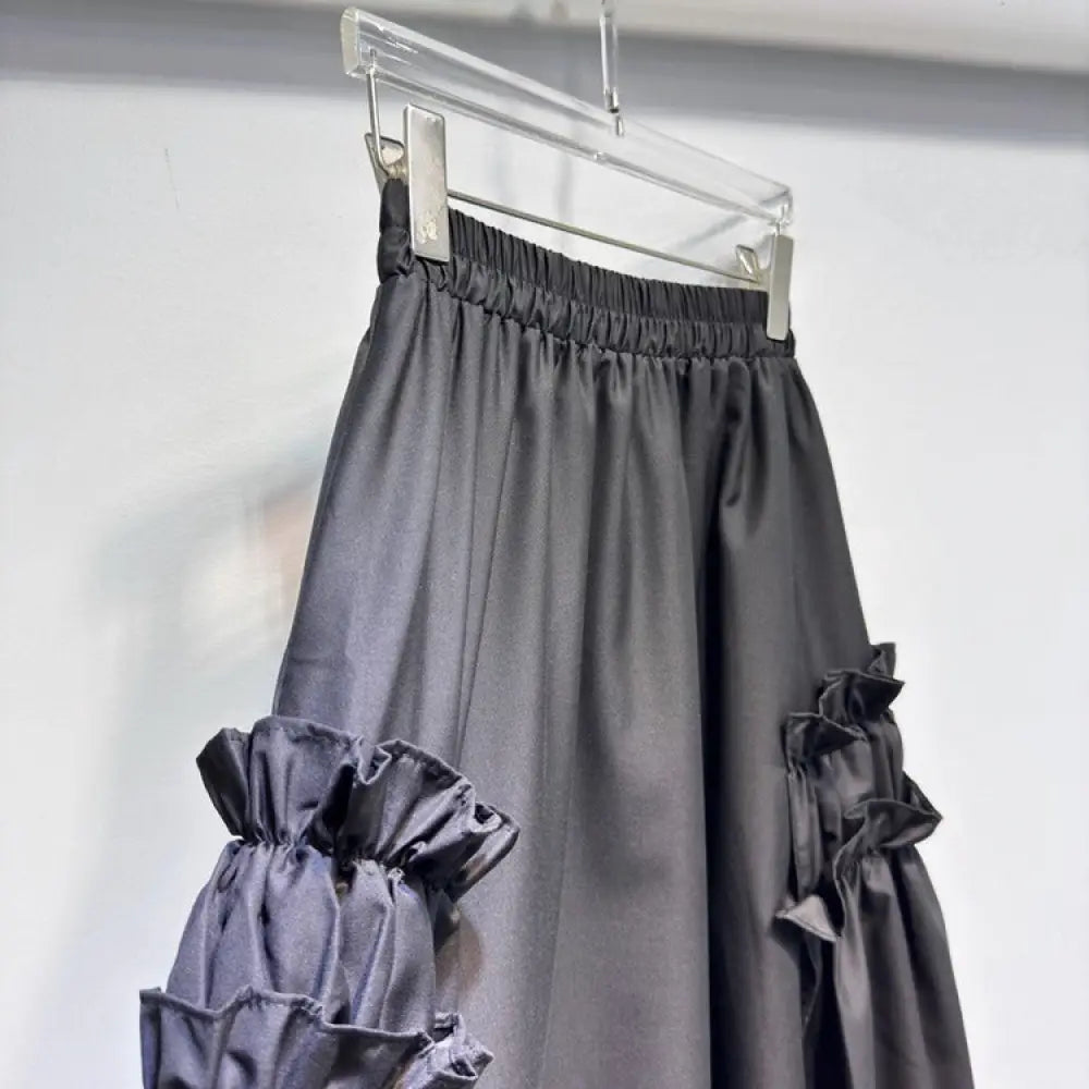 Ruffle Edge Patchwork Black Skirt – French & Japanese Streetwear | same ANTHEM