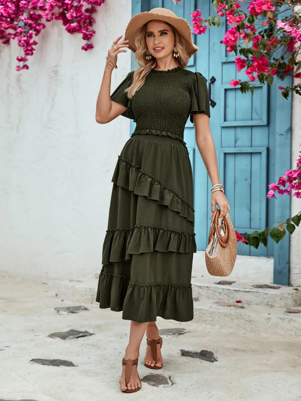 Ruffled Elastic Waist Midi Skirt – Romantic Dreamwear | same ANTHEM