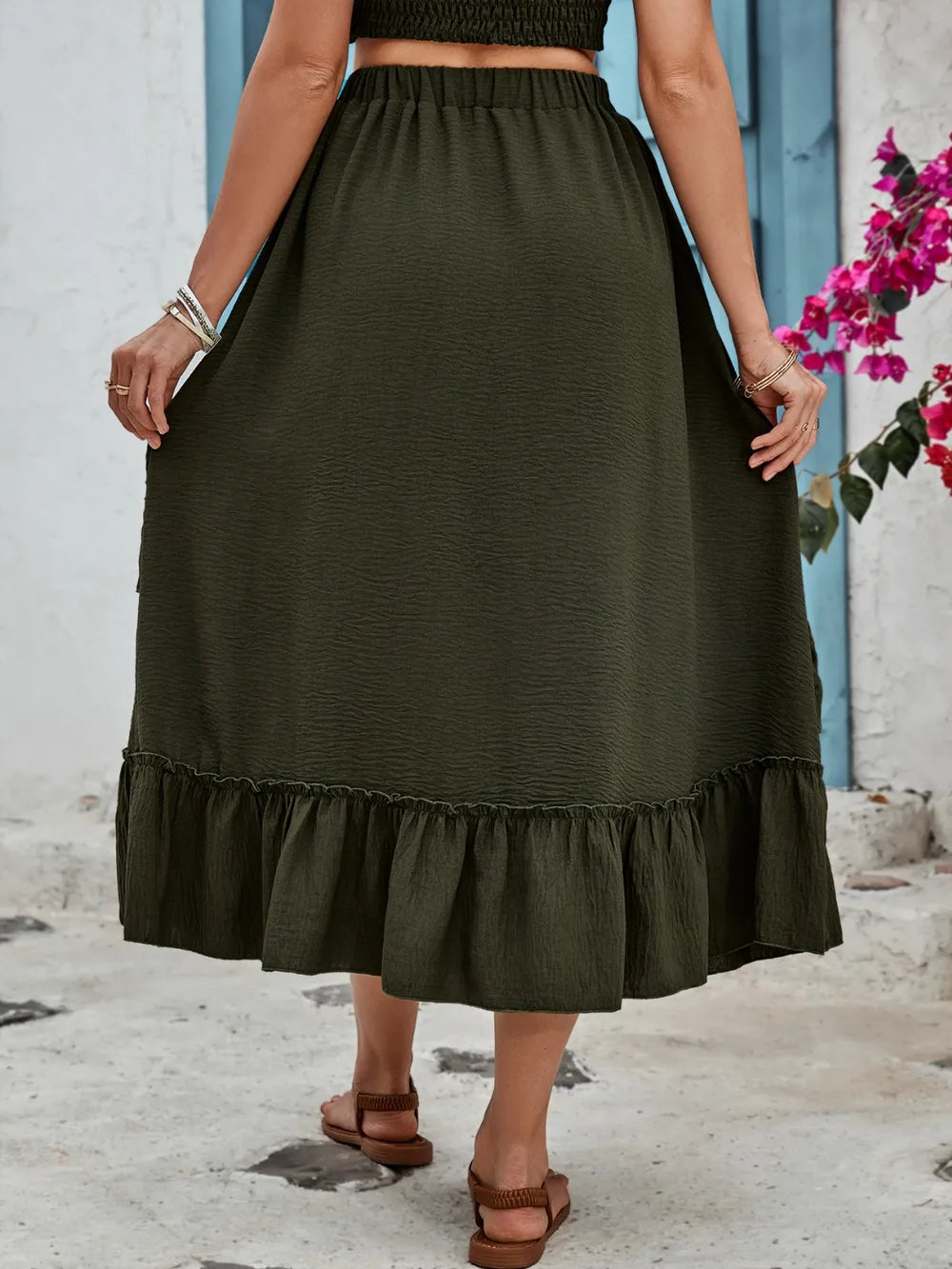 Ruffled Elastic Waist Midi Skirt – Romantic Dreamwear | same ANTHEM