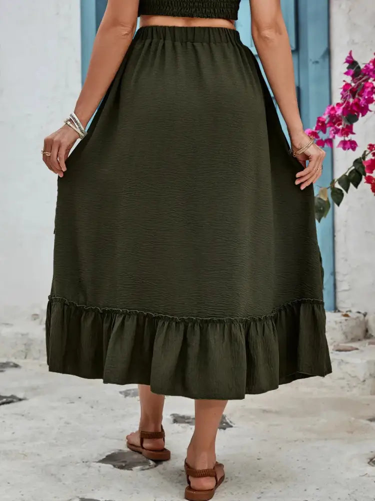 Ruffled Elastic Waist Midi Skirt – Romantic Dreamwear | same ANTHEM