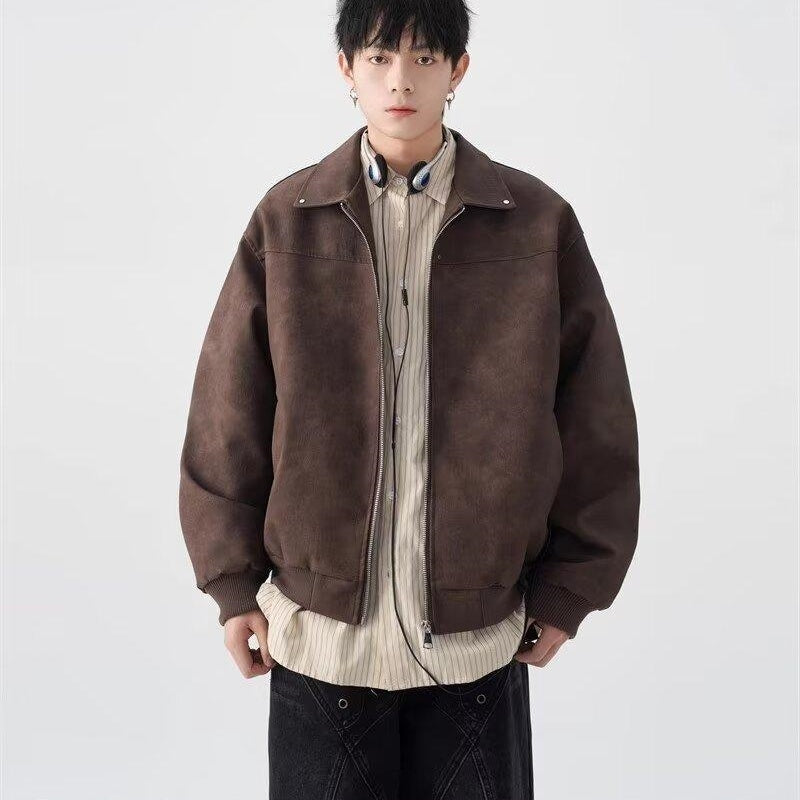 Ruoshuai Korean Fashion Loose Jacket | same ANTHEM. Men’s Coats - Brown / 2XL