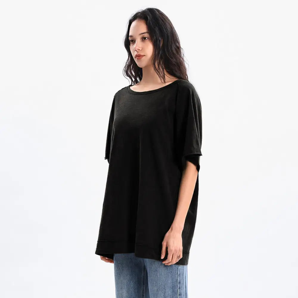 Salt-Washed Vintage T-Shirt Women | Loose Fit Streetwear Tee | same ANTHEM. - Black / M