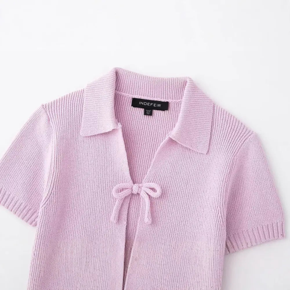 same ANTHEM. Bow Knit Top – Sweet Collar Streetwear for Soulmates & Besties