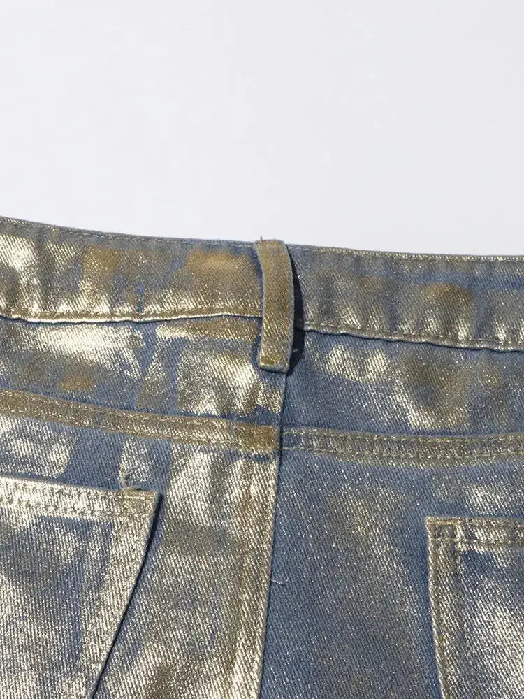 same ANTHEM. Colorblock Denim Skirt – Casual Soulmate Streetwear with Pockets