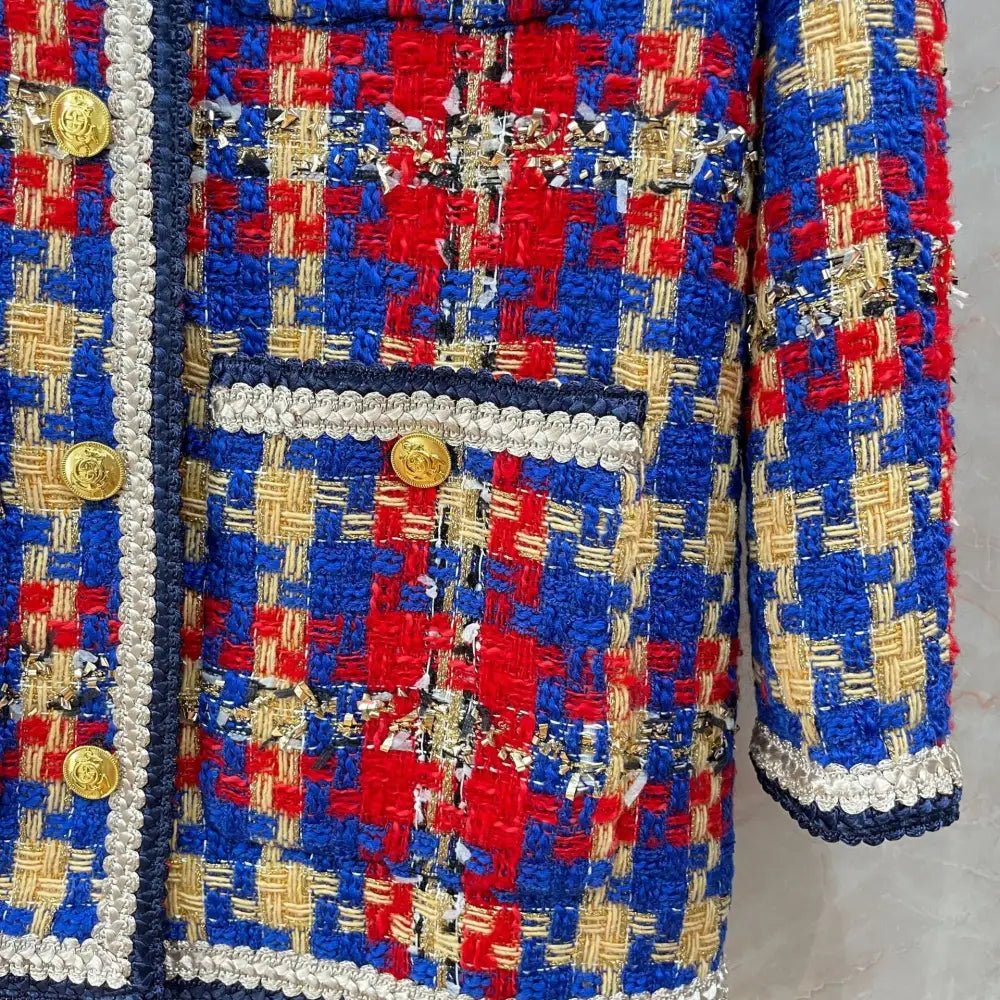 same ANTHEM. Colorful Plaid Tweed Coat – Korean Autumn Streetwear for Soulmates