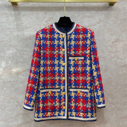 same ANTHEM. Colorful Plaid Tweed Coat – Korean Autumn Streetwear for Soulmates