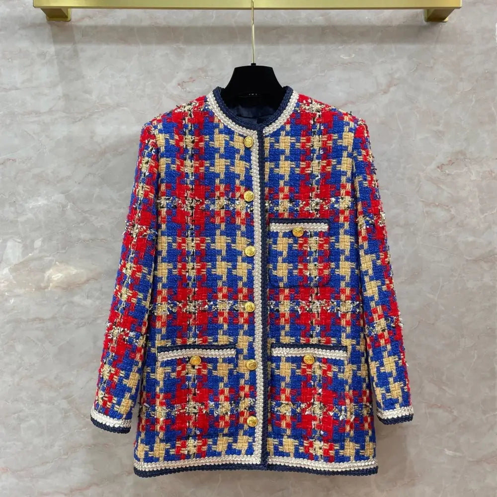 same ANTHEM. Colorful Plaid Tweed Coat – Korean Autumn Streetwear for Soulmates