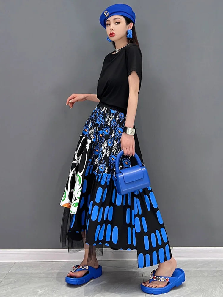 same ANTHEM. Contrast Mesh A-line Skirt – Soulmate Streetwear with Edge - Blue / S