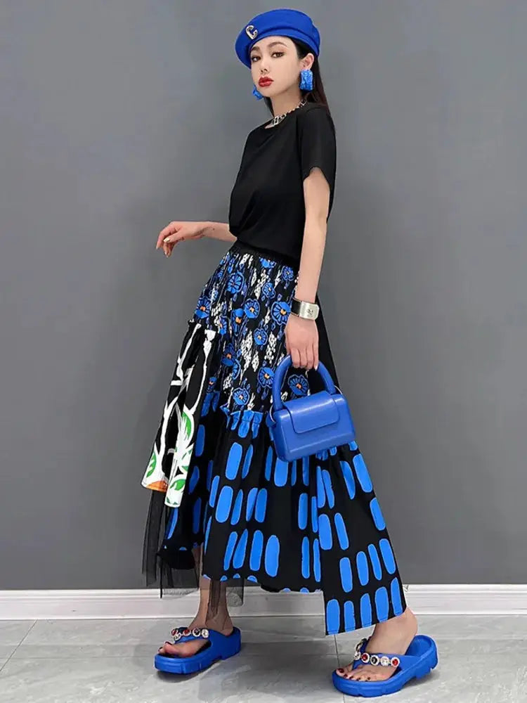 same ANTHEM. Contrast Mesh A-line Skirt – Soulmate Streetwear with Edge - Blue / S
