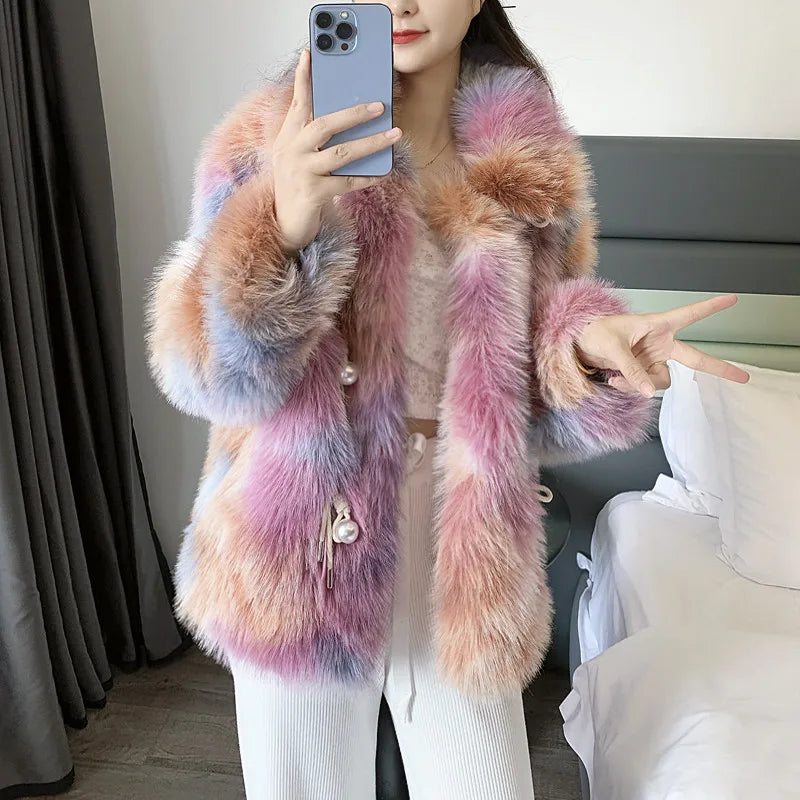 same ANTHEM. Faux Fur Tie Dye Coat – Soulmate Streetwear for Winter Lovers