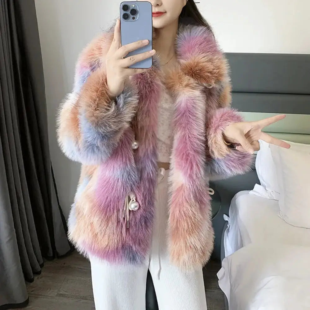 same ANTHEM. Faux Fur Tie Dye Coat – Soulmate Streetwear for Winter Lovers