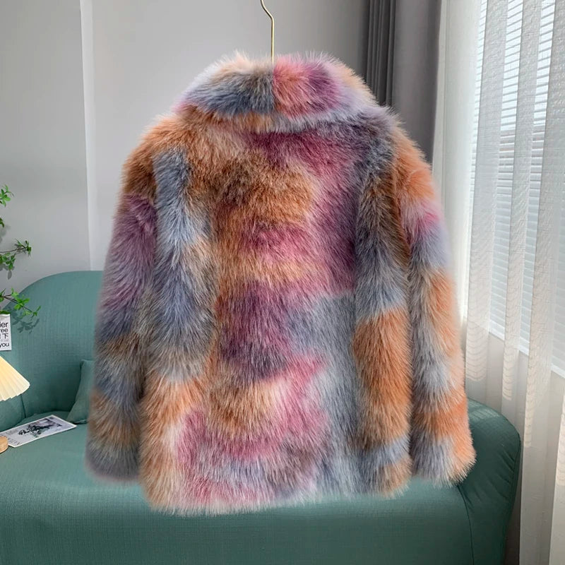 same ANTHEM. Faux Fur Tie Dye Coat – Soulmate Streetwear for Winter Lovers