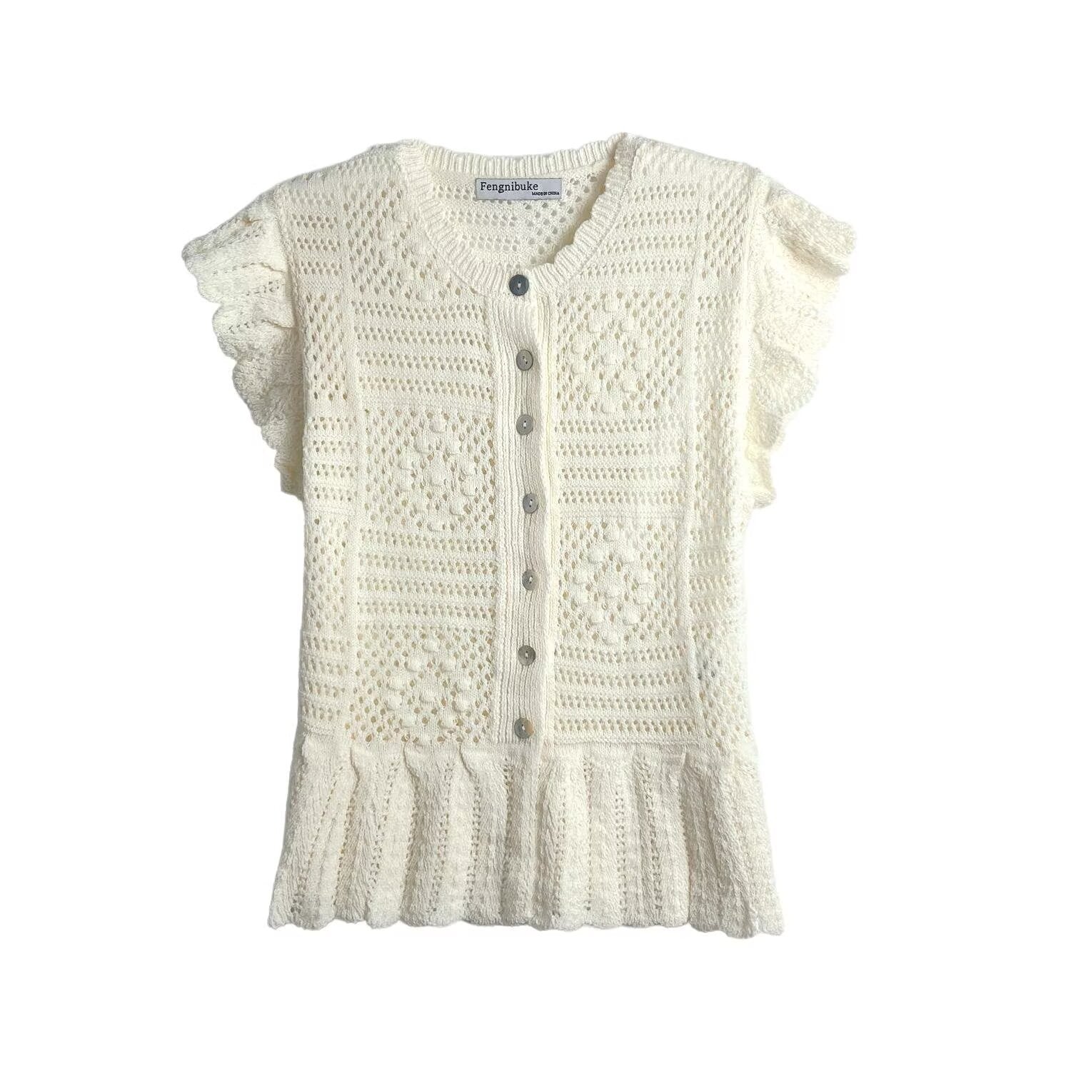 same ANTHEM. Flying Sleeve Mesh Knit Jacket – Jacquard Streetwear for Soulmates - apricot / S