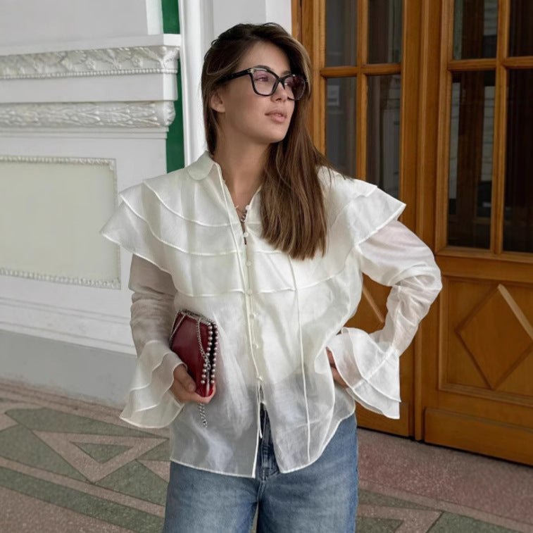 same ANTHEM. French Ruffled White Top – Dreamy Soulmate Streetwear for Women - White / S