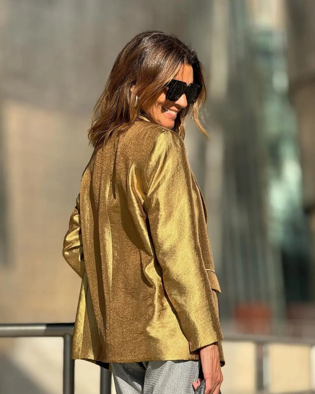 same ANTHEM. Gold Blazer Jacket – Elegant Streetwear for Lovers & Besties