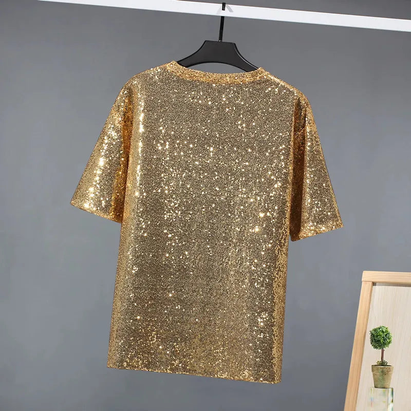 same ANTHEM. Golden Sequin Loose Tee – Soulmate Streetwear for Besties & Lovers