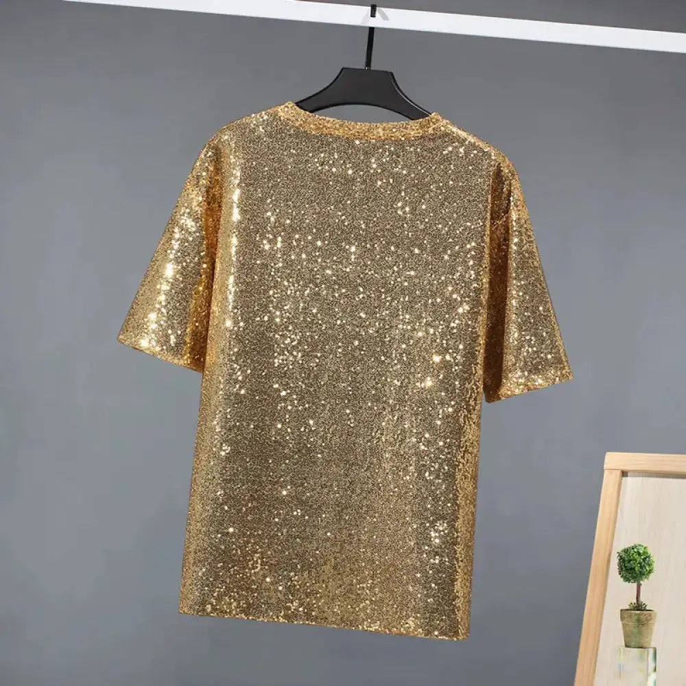 same ANTHEM. Golden Sequin Loose Tee – Soulmate Streetwear for Besties & Lovers