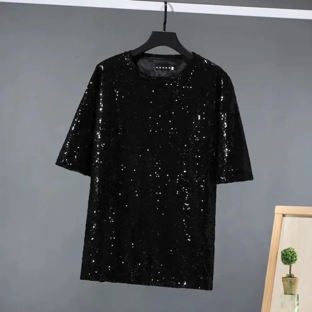 same ANTHEM. Golden Sequin Loose Tee – Soulmate Streetwear for Besties & Lovers - black / M