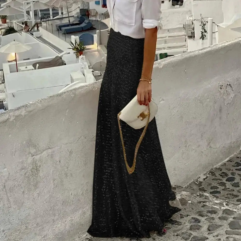 same ANTHEM. Golden Sequin Pleated Skirt – Dreamy Streetwear for Soulmates - black / S