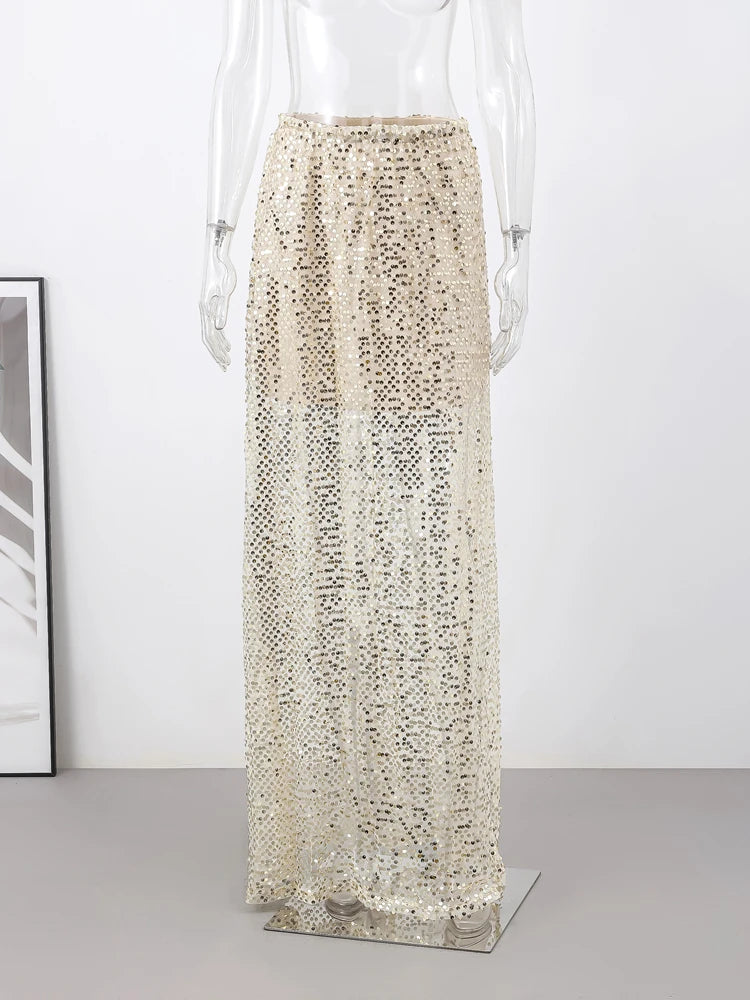 same ANTHEM. Golden Sequin Pleated Skirt – Dreamy Streetwear for Soulmates