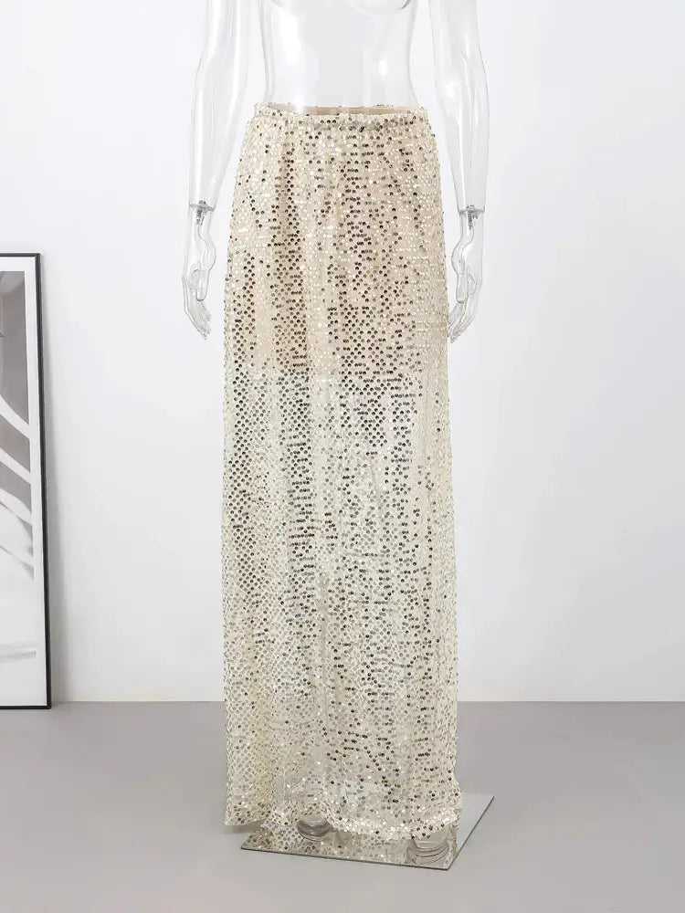 same ANTHEM. Golden Sequin Pleated Skirt – Dreamy Streetwear for Soulmates