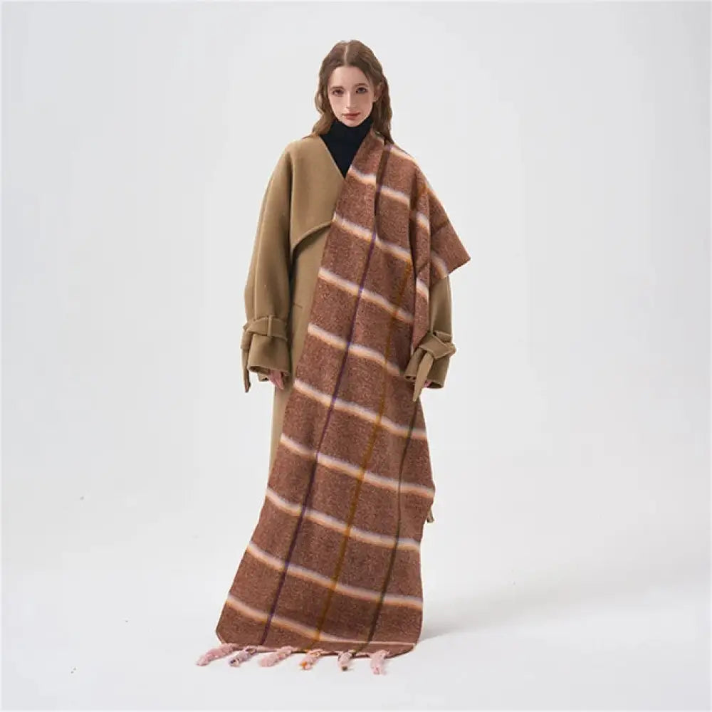 same ANTHEM. Handmade Pink Plaid Scarf – Soulmate Streetwear Warmth & Style - C / 50x205cm