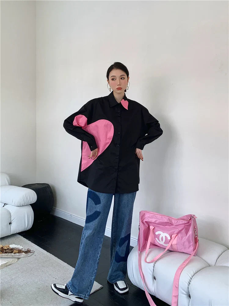same ANTHEM. Heart Patchwork Blouse – Soulmate Streetwear for Besties & Lovers