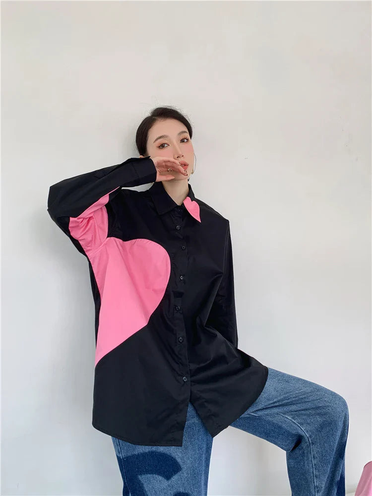 same ANTHEM. Heart Patchwork Blouse – Soulmate Streetwear for Besties & Lovers