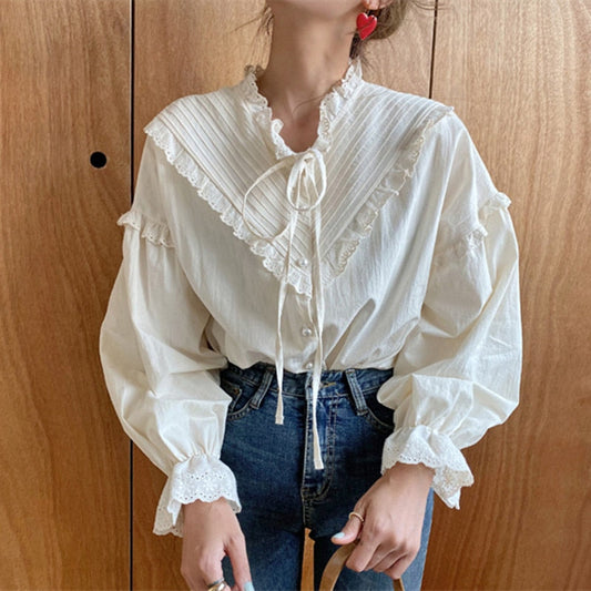 same ANTHEM. Hollow Out Vintage Blouse – Loose Korean Style Soulmate Streetwear - One Size / photo color