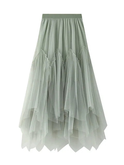 same ANTHEM. Irregular Mesh Puffy Skirt – Dreamy Streetwear for Soulmates - Green / One Size
