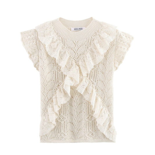 same ANTHEM. Jacquard Mesh Knit Top – Layered Soulmate Streetwear for Women - Off white / S