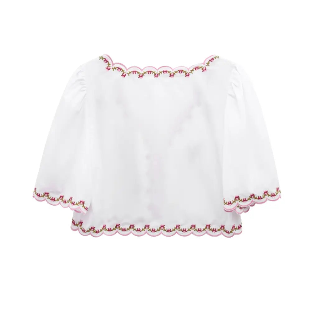 same ANTHEM. Lace-Up Embroidered V-Neck Top – Soulmate Streetwear
