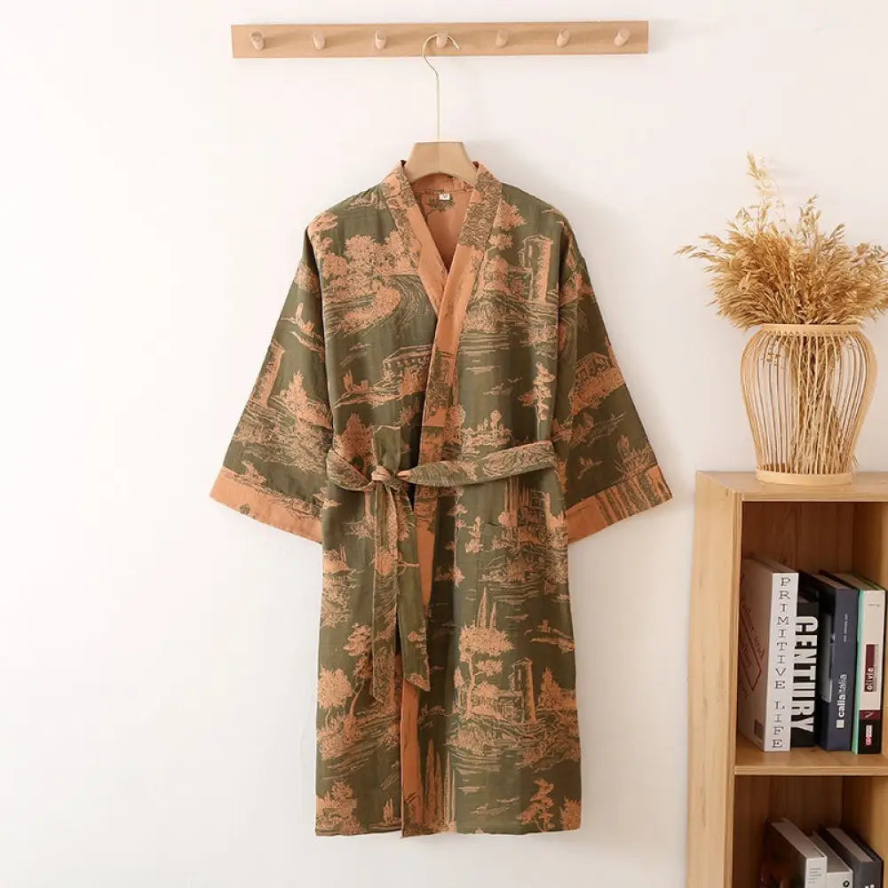 same ANTHEM. Men’s Jacquard Gauze Pajamas – Soulmate Streetwear for Rest & Rhythm - Yellow green belt / M