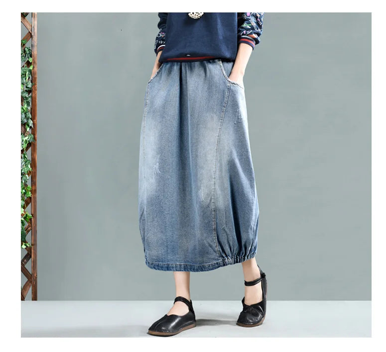 same ANTHEM. Patchwork Denim Midi Skirt – Vintage Soulmate Streetwear