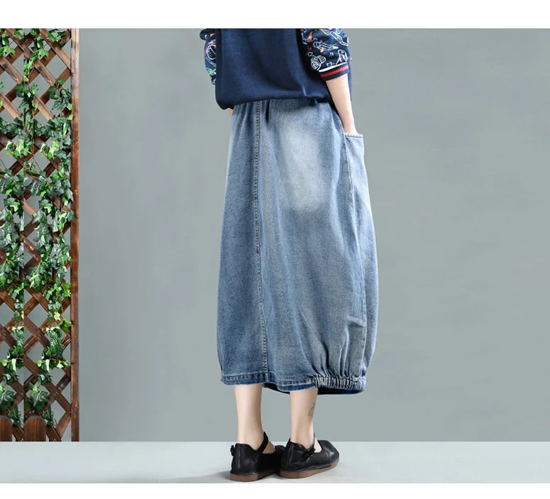 same ANTHEM. Patchwork Denim Midi Skirt – Vintage Soulmate Streetwear