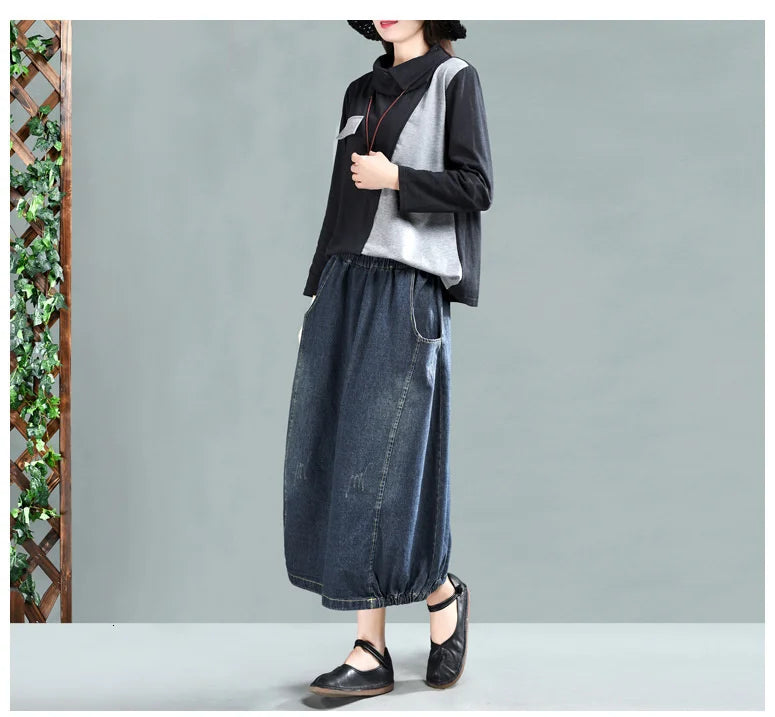 same ANTHEM. Patchwork Denim Midi Skirt – Vintage Soulmate Streetwear