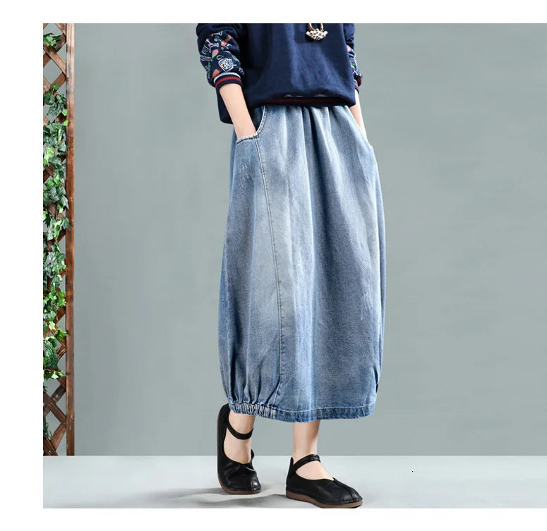 same ANTHEM. Patchwork Denim Midi Skirt – Vintage Soulmate Streetwear