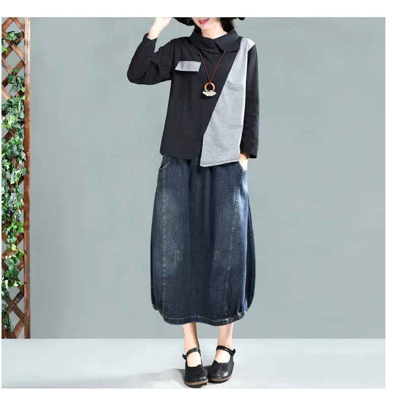 same ANTHEM. Patchwork Denim Midi Skirt – Vintage Soulmate Streetwear