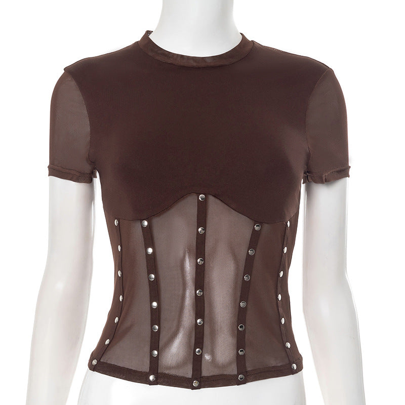 same ANTHEM. Rivet Punk Tee – Summer Streetwear for Soulmates & Rebels - Brown / S