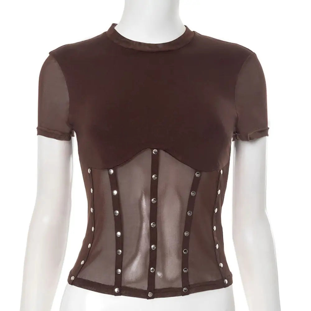 same ANTHEM. Rivet Punk Tee – Summer Streetwear for Soulmates & Rebels - Brown / S