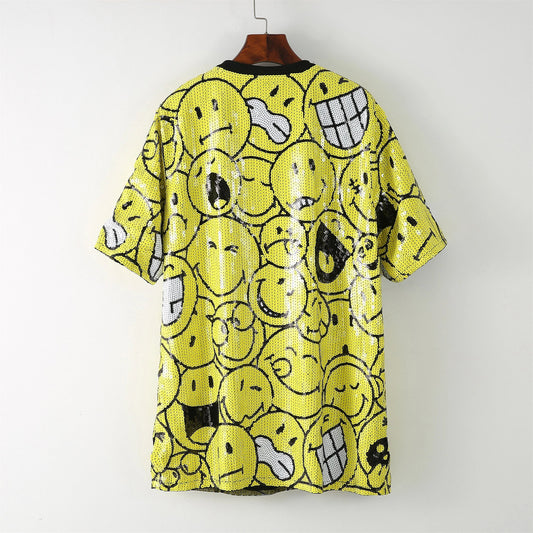 same ANTHEM. Smiley Sequin T-Shirt – Soulmate Streetwear for Besties & Lovers - Yellow / One Size