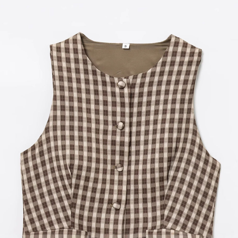 same ANTHEM. Soulmate Plaid Vest – Cinched Sleeveless Streetwear Top for Women